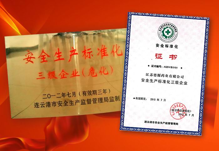 公司獲得“?；菲髽I(yè)安全標(biāo)準(zhǔn)化”證書(shū)